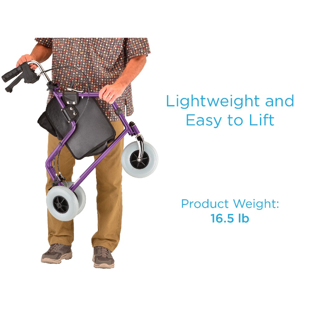 3 WHEEL ROLLATOR PURPLE INFO